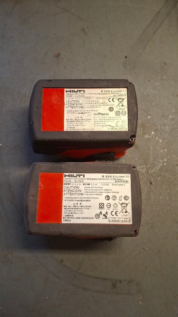 2x Hilti B22 / 5.2 Li-ion machine Accu., ,, Ophalen of Verzenden, Zo goed als nieuw, ,