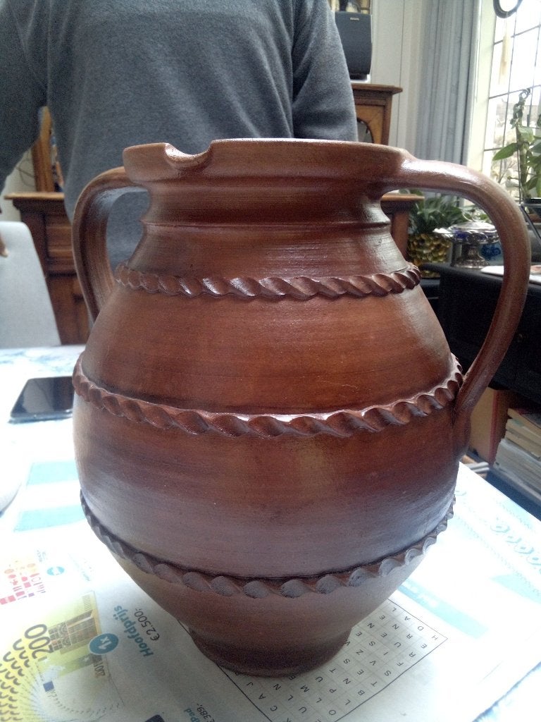 Rustieke Stenen KRUIK ~ Grote Terracotta POT ~ Olijfolie KAN, Ophalen of Verzenden