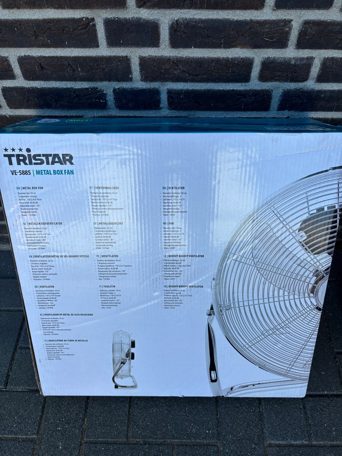 Tristar VE-5885 Metalen Box Ventilator - 120W, 50cm, Ophalen of Verzenden, Nieuw, Vloerventilator