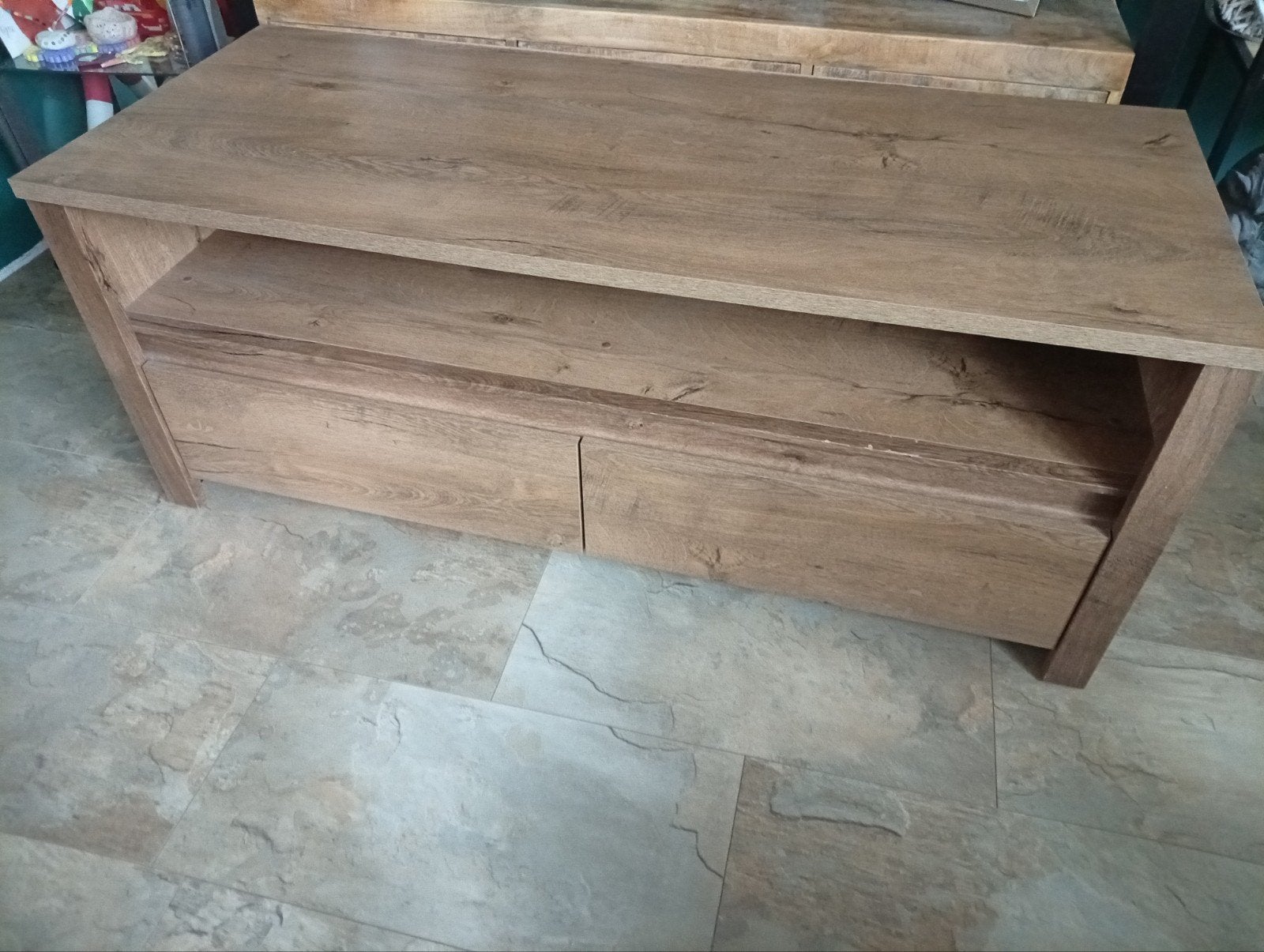 Donker wild eiken tv meubel, Ophalen, Gebruikt, 50 tot 75 cm, Minder dan 100 cm
