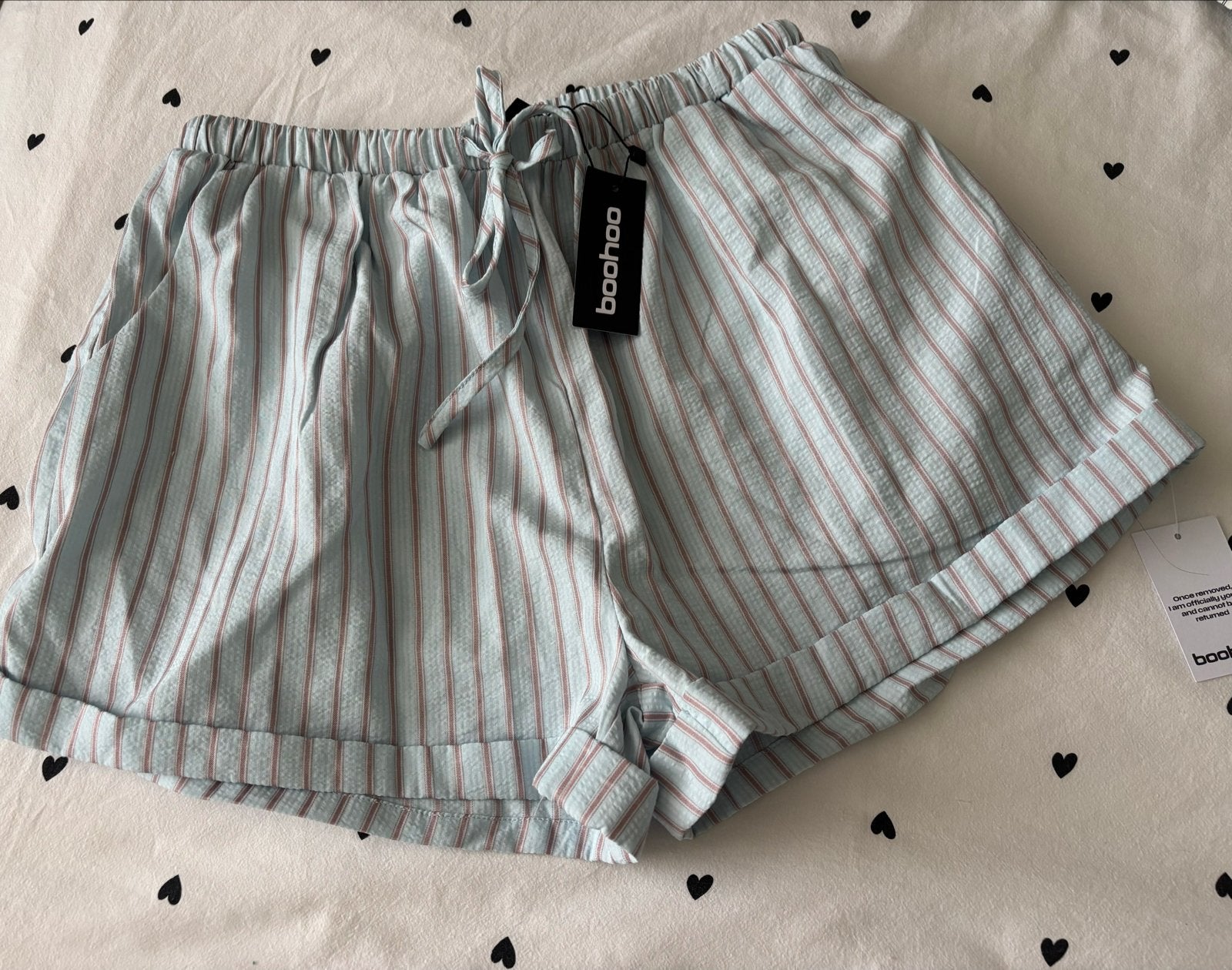 Boohoo gestreepte shorts - Maat 38 (M), Maat 38/40 (M), Kort, Blauw, Nieuw