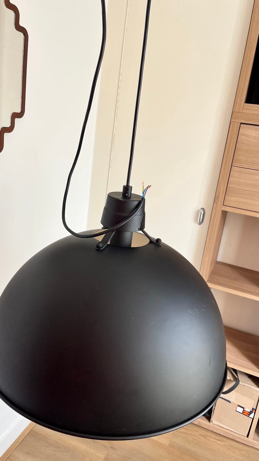Black metal dome pendant light, Ophalen, Gebruikt, Metaal