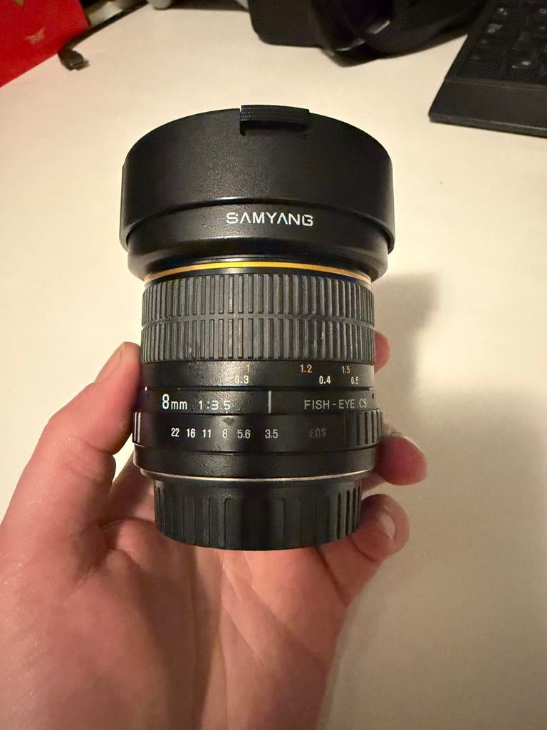 Samyang 8mm fisheye voor Canon, Ophalen of Verzenden, Zo goed als nieuw, Groothoek Fisheye-lens