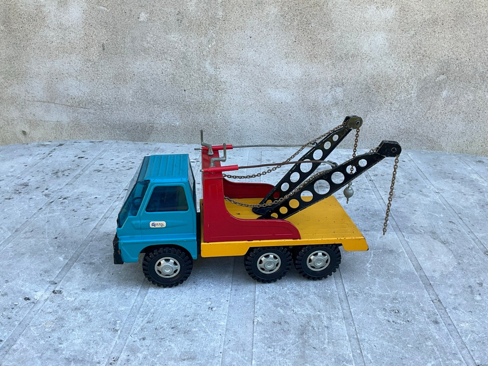 Vintage Gozan Tugultuz sleepwagen speelgoedauto, Ophalen of Verzenden, Gebruikt