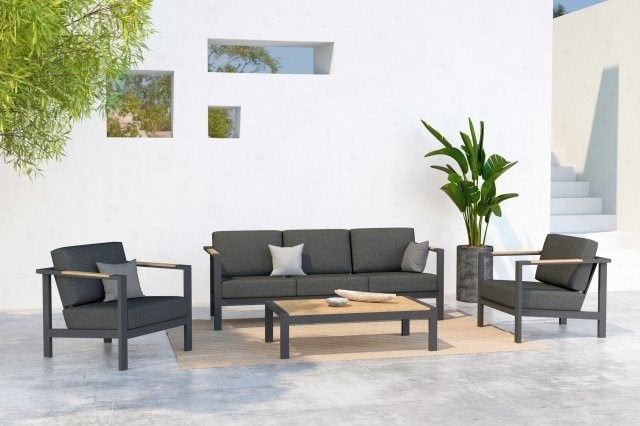 Nieuwe 4seasons loungeset, bank met 2 stoelen en tafel, Ophalen, 5 zitplaatsen, Aluminium, Loungeset