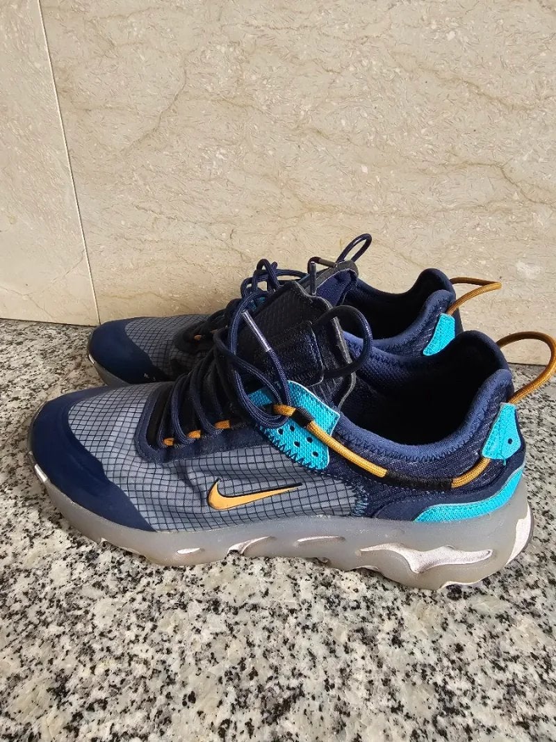 Nike React Vision Sneakers - Blauw/Oranje/Turquoise, Kleding | Heren, Ophalen of Verzenden, Gedragen, Blauw, Sneakers of Gympen