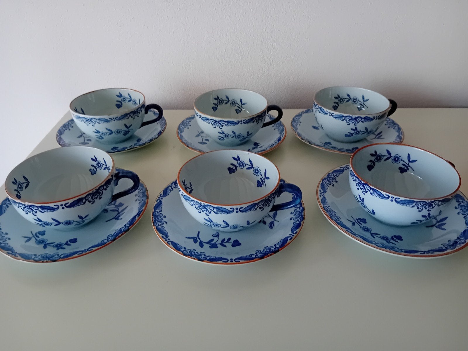6 Rorstrand Ostindia espresso kop en schotels/ koffie Sweden, Ophalen of Verzenden, Zo goed als nieuw, Overige stijlen, Kop(pen) en/of Schotel(s)
