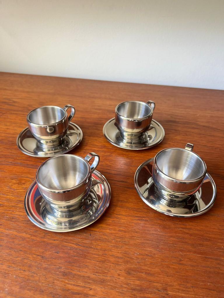 Espresso kopje met schotel RVS - NIEUW, Huis en Inrichting, Overige materialen, Nieuw, Ophalen of Verzenden, Overige stijlen
