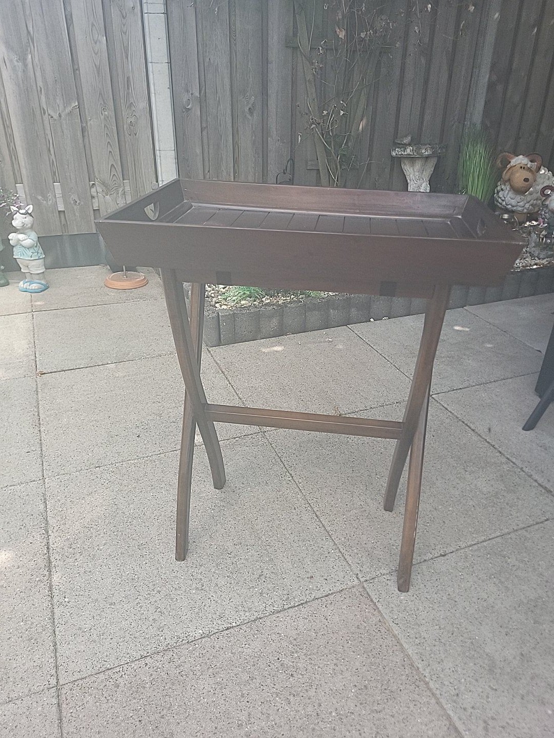 Houten bijzettafel met dienblad, inklapbaar, Ophalen, Gebruikt, Klassiek, Praktisch, 75 cm of meer