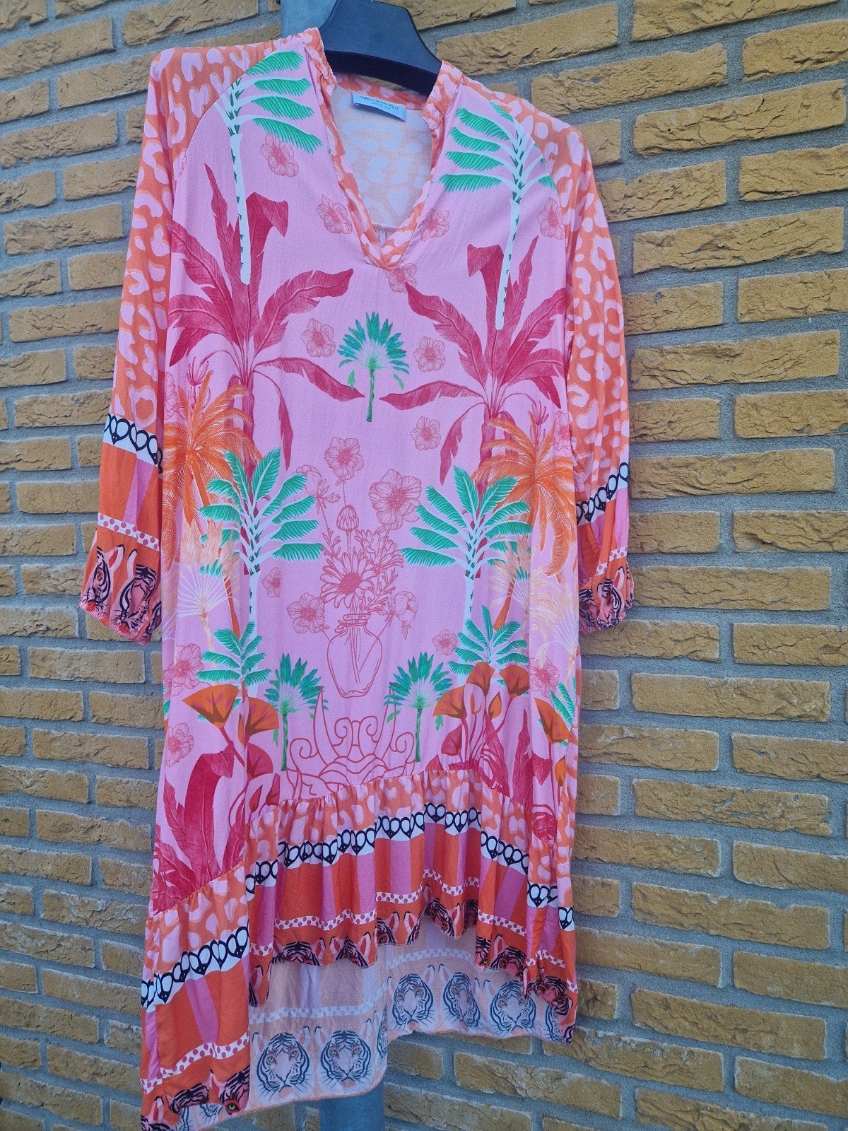 ibiza boho jurk in mooie kleurenprint *one size, Ophalen of Verzenden, Zo goed als nieuw, Overige kleuren, Onder de knie