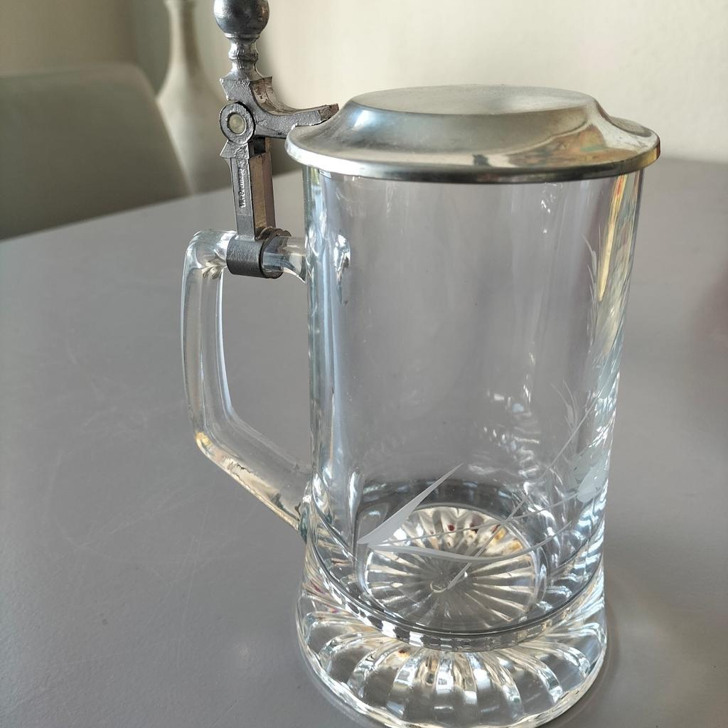 Vintage Kristallen Bierpul met Korenaren Geëtst, Ophalen of Verzenden, Zo goed als nieuw, Overige typen