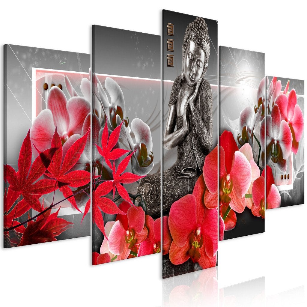 962 Orchidee Buddha XXL 5 Luik Schilderij 200x100cm Nieuw, Ophalen of Verzenden