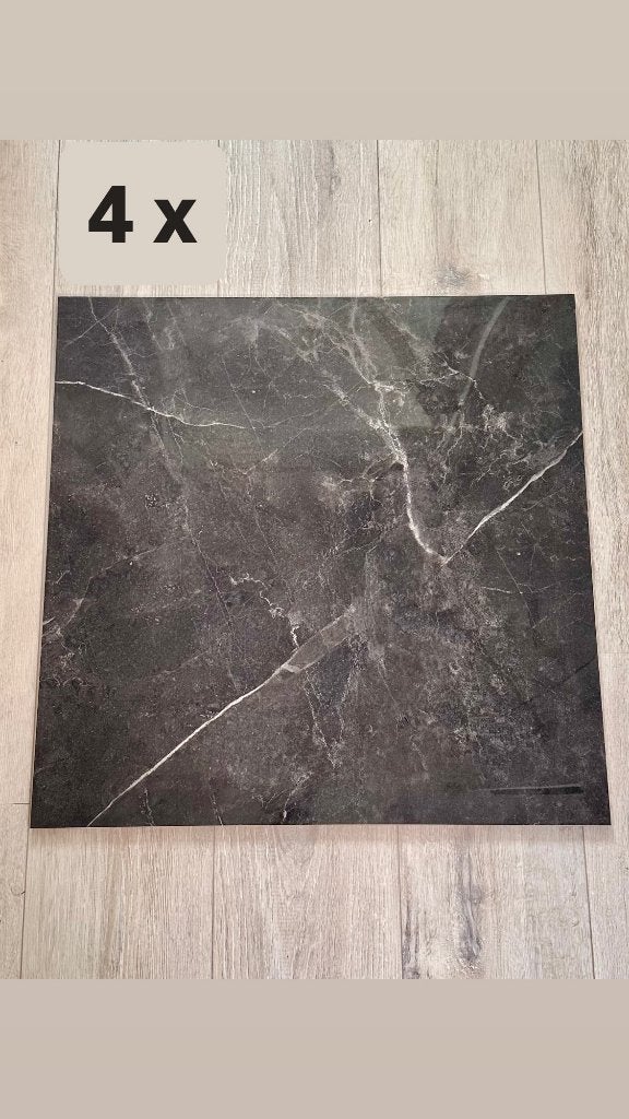 4 Vloertegels "PREMIUM MARBLE" antraciet glanzend 60x60, Doe-het-zelf en Verbouw, Tegels, Ophalen, 60 cm of meer, Nieuw, Minder dan 5 m²