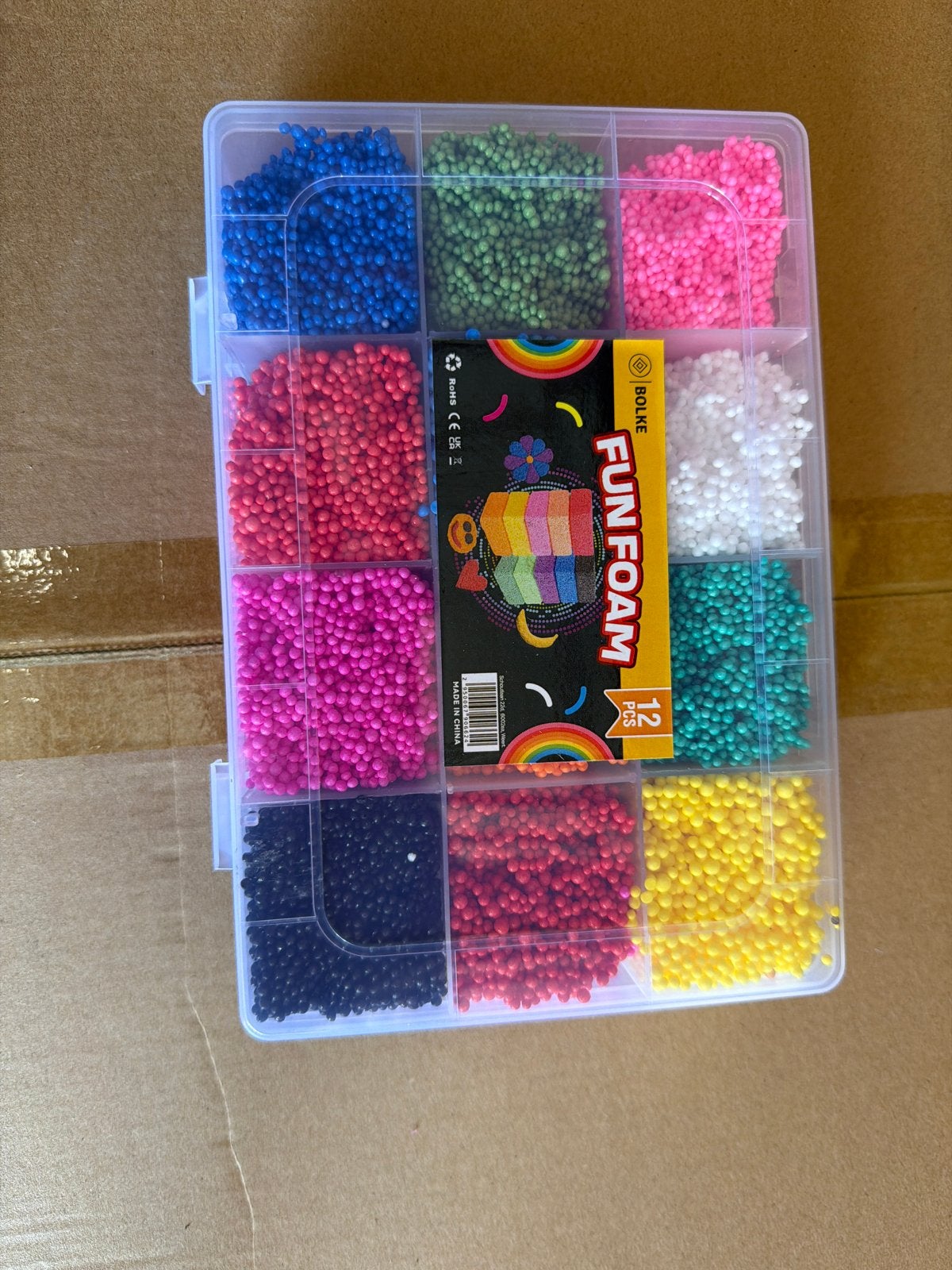 Fun Foam Knutselset - 12 Kleuren Schuimballetjes, Overige thema's, Nieuw, Meerkleurig, Ophalen of Verzenden