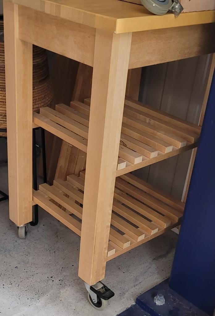 Houten Keukentrolley met Wieltjes, Beige, Gebruikt, Hout, IKEA
