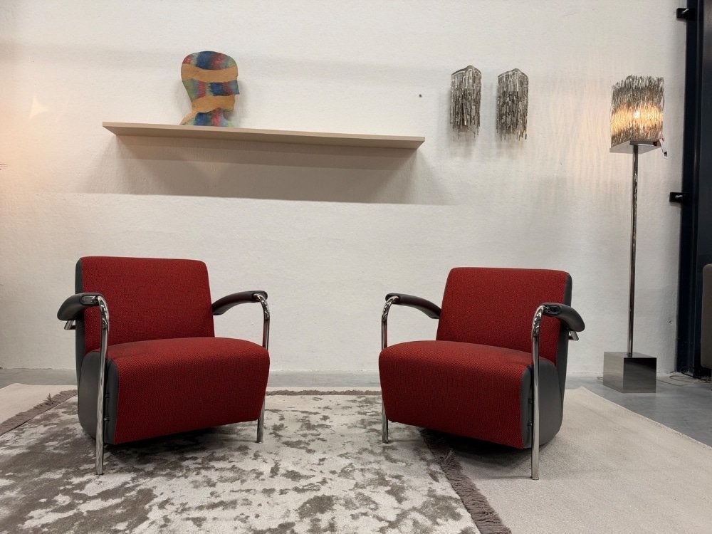 2 nieuw Leolux Scylla fauteuil rood grijs design stoel Firm, Huis en Inrichting, Artifort Montis Gelderland Jori Pastoe Spectrum