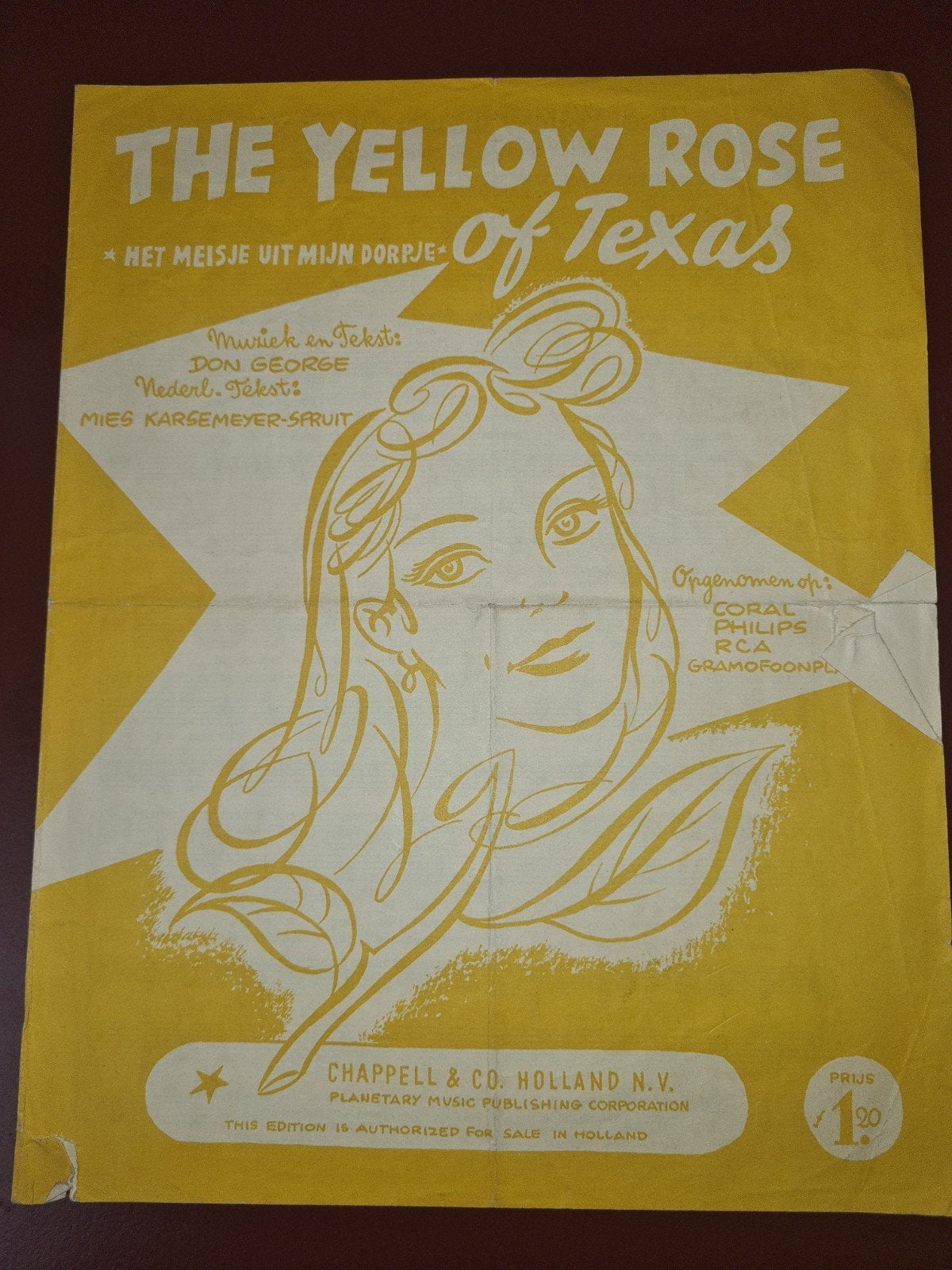 The Yellow Rose of Texas -bladmuziek, Muziek en Instrumenten, Bladmuziek, Gebruikt, Accordeon, Ophalen of Verzenden, Thema
