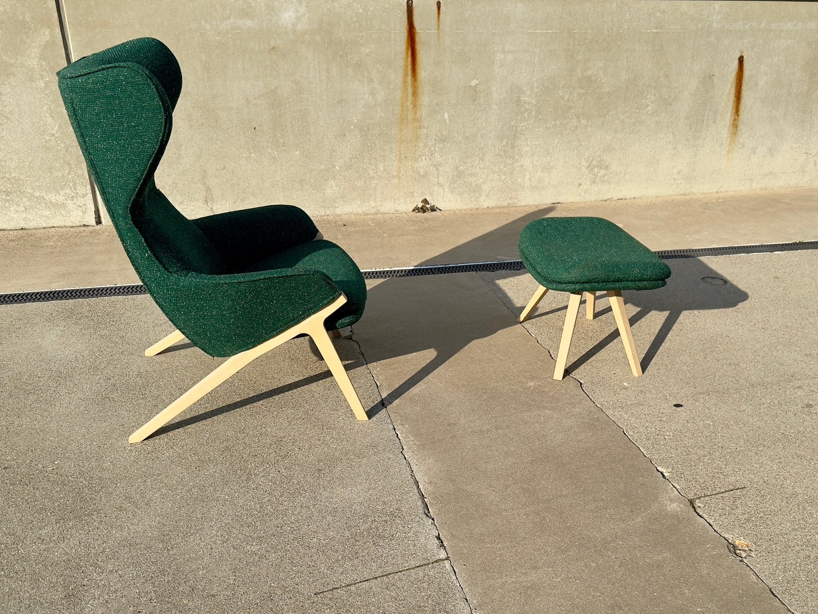 CASSINA P22 design fauteuil plus hocker groen | essen, Huis en Inrichting, Hout, |, Ophalen of Verzenden, Zo goed als nieuw