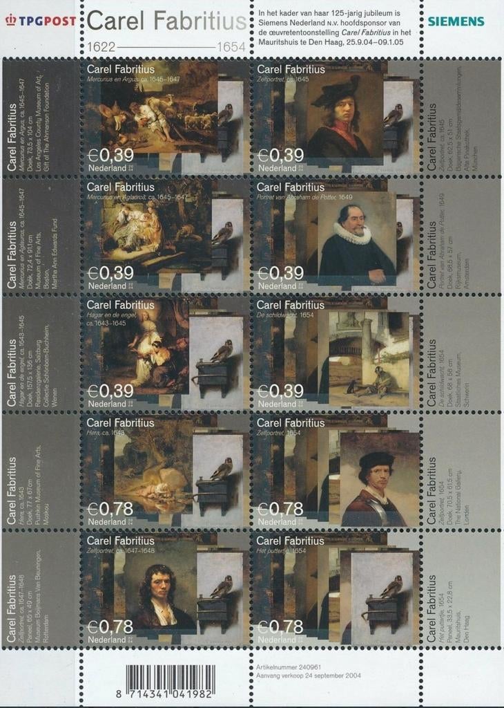 2004 Vel Carel Fabritius Postfris - Lezen!, Verzenden, Postfris