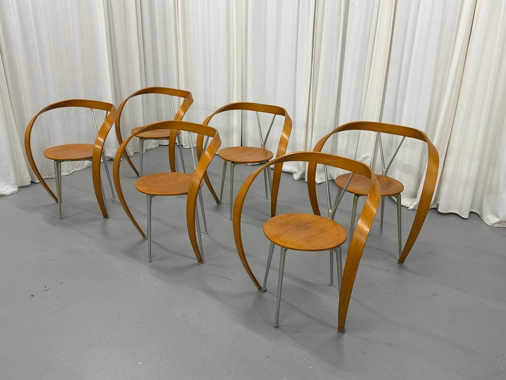 Set van 4 Cassina Revers stoelen, Ophalen, Gebruikt, Bruin, Vier