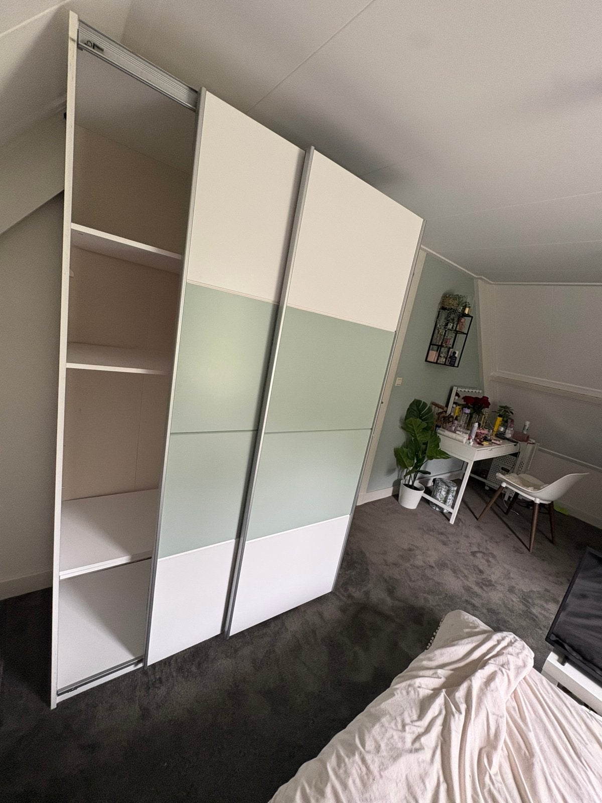 Kledingkast met schuifdeuren 205x130x65, Ophalen, Gebruikt, 100 tot 150 cm, 200 cm of meer