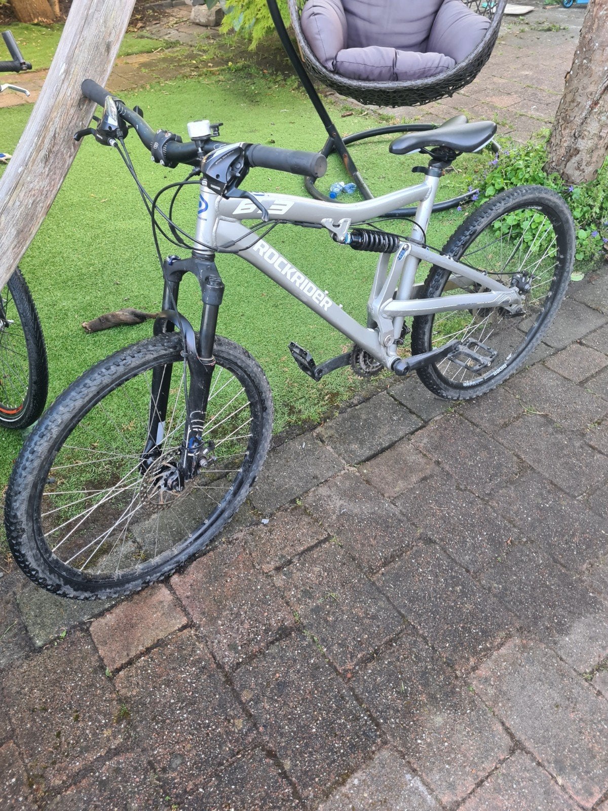Rockrider 6.3 Full Suspension (Maat M) – Zonder ketting, Minder dan 45 cm, Ophalen, Gebruikt, Overige merken