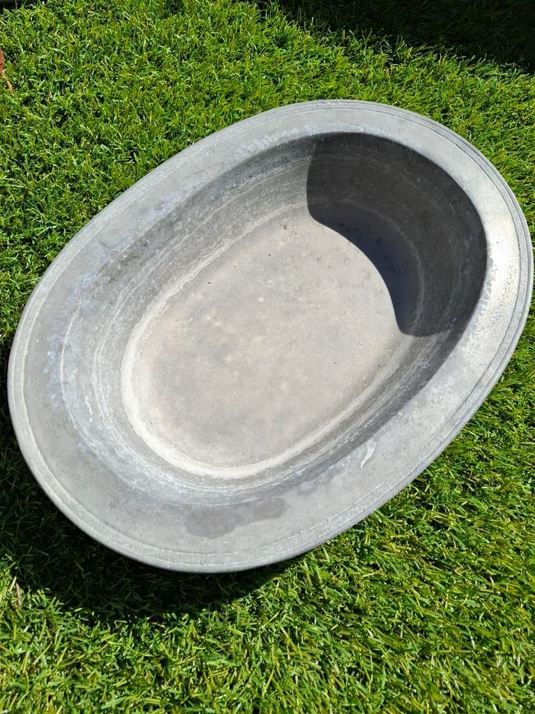 Antieke zinken schaal / teil - Decoratief object, Ophalen, Gebruikt