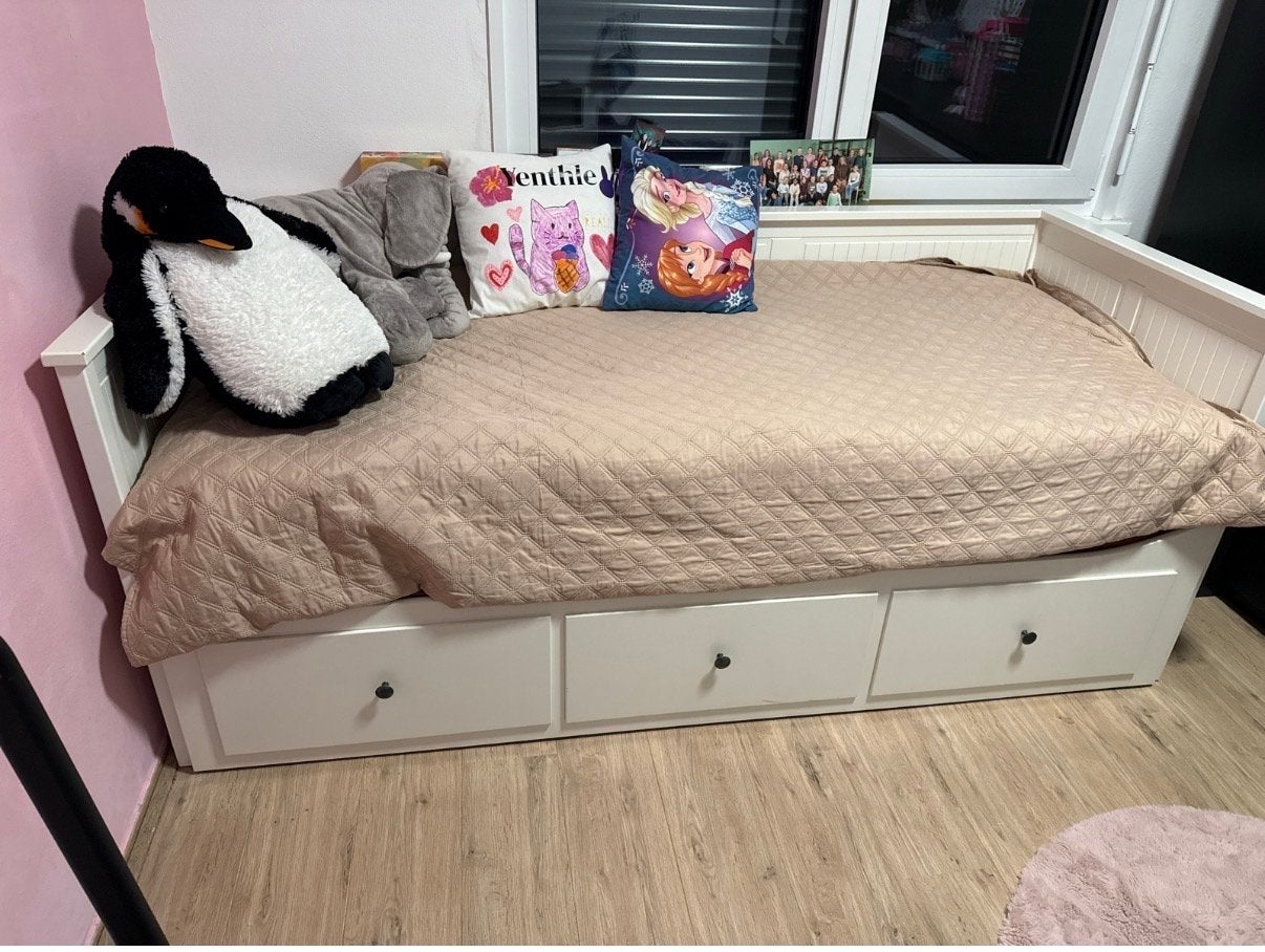 IKEA Hemnes uitschuifbaar bed met lades, Ophalen, Tweepersoons, 160 cm, Hout