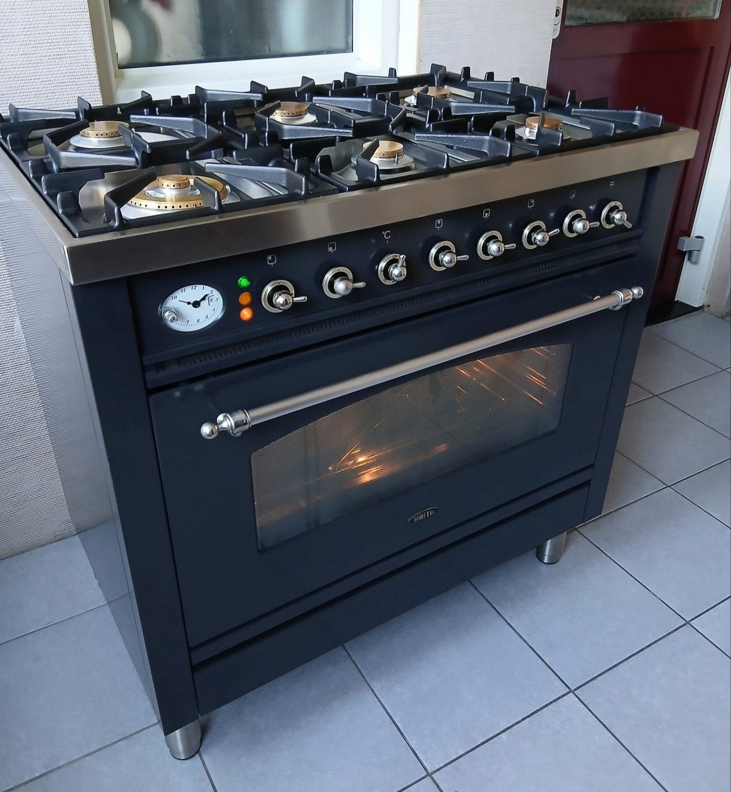 Boretti  gasfornuis 6 pits, 60 cm of meer, Ophalen of Verzenden, Zo goed als nieuw, Gas
