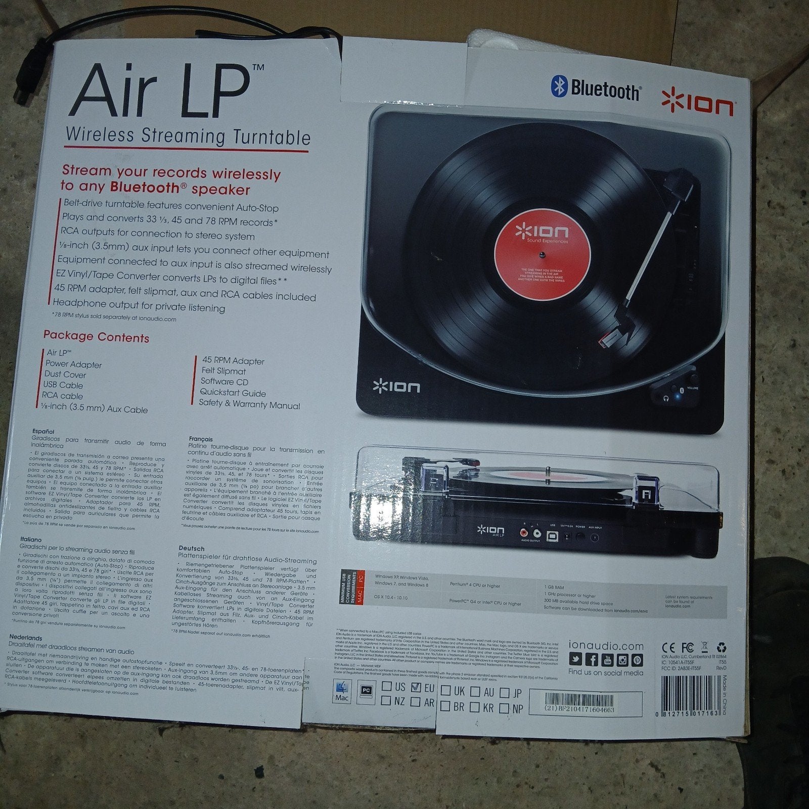 ION Air LP Draadloze Streaming Platenspeler met Bluetooth, Automatisch, Nieuw, Platenspeler, Ophalen