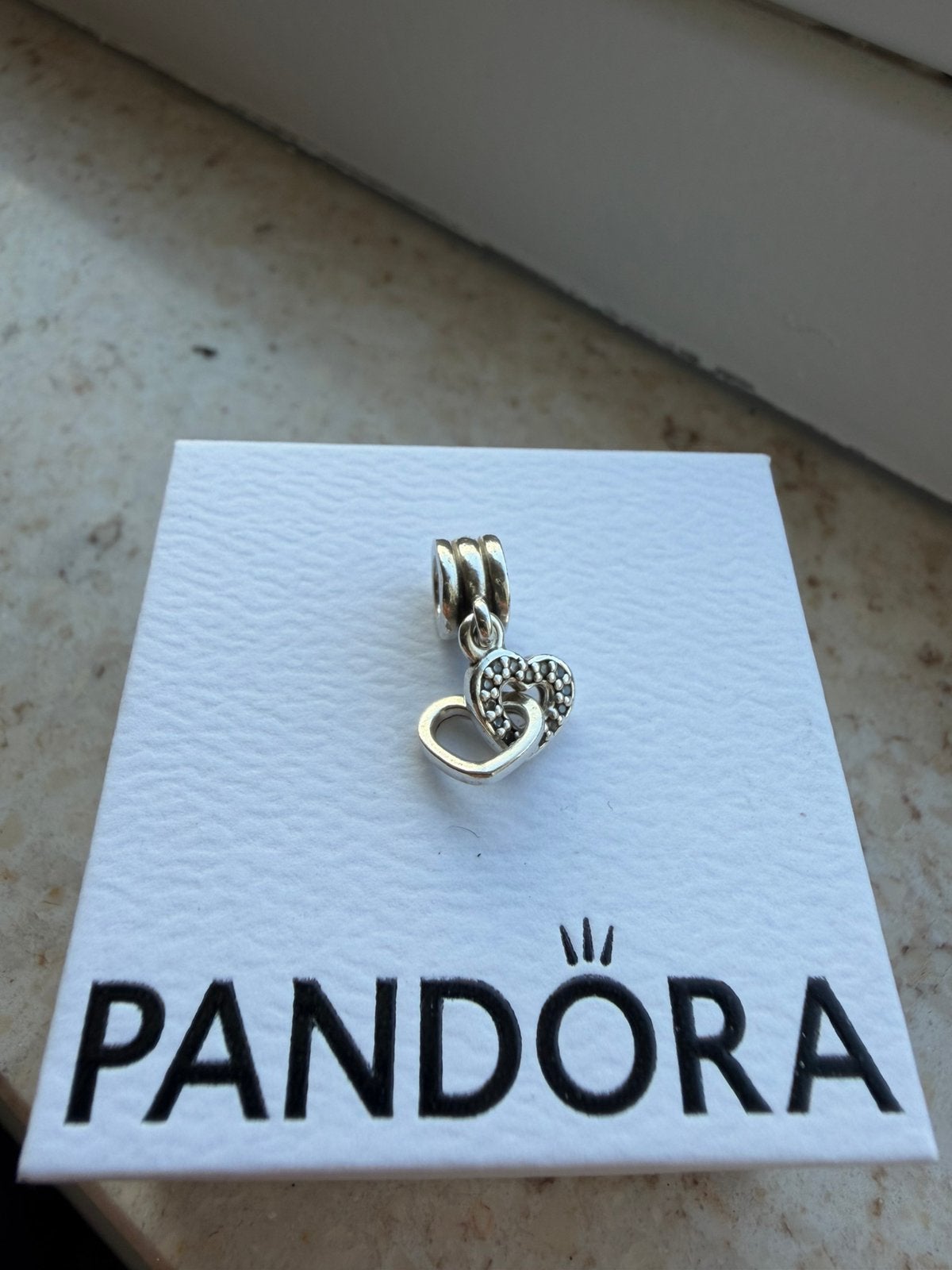 Pandora bedel Verstrengelde Harten, Ophalen of Verzenden, Zo goed als nieuw, Zilver, Pandora