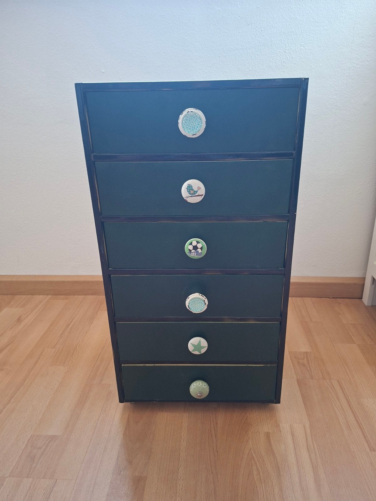Ladenkastje op wieltjes met 6 laatjes, A4-formaat, vintage, Ophalen, Minder dan 50 cm, Gebruikt, 5 laden of meer