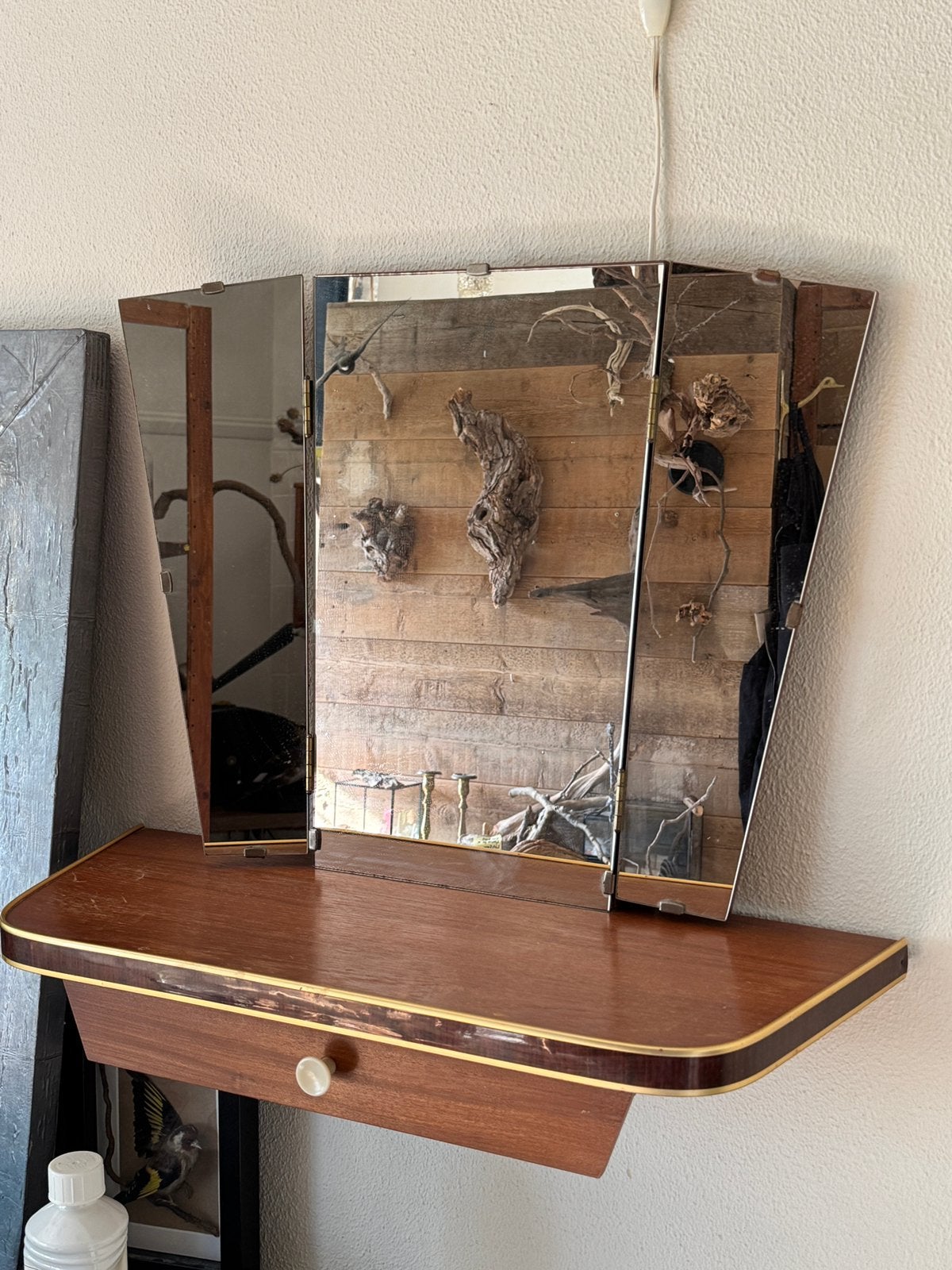 Vintage jaren 60 kaptafel 3-luik., Ophalen of Verzenden, Zo goed als nieuw, 50 tot 100 cm, Minder dan 100 cm