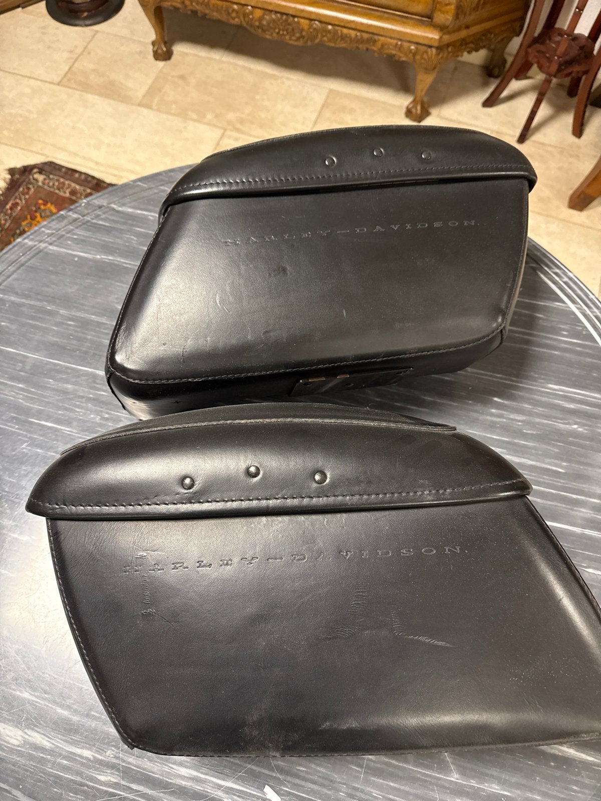Harley-Davidson lederen zadeltassen - Zwart, Motoren, Ophalen of Verzenden, Gebruikt