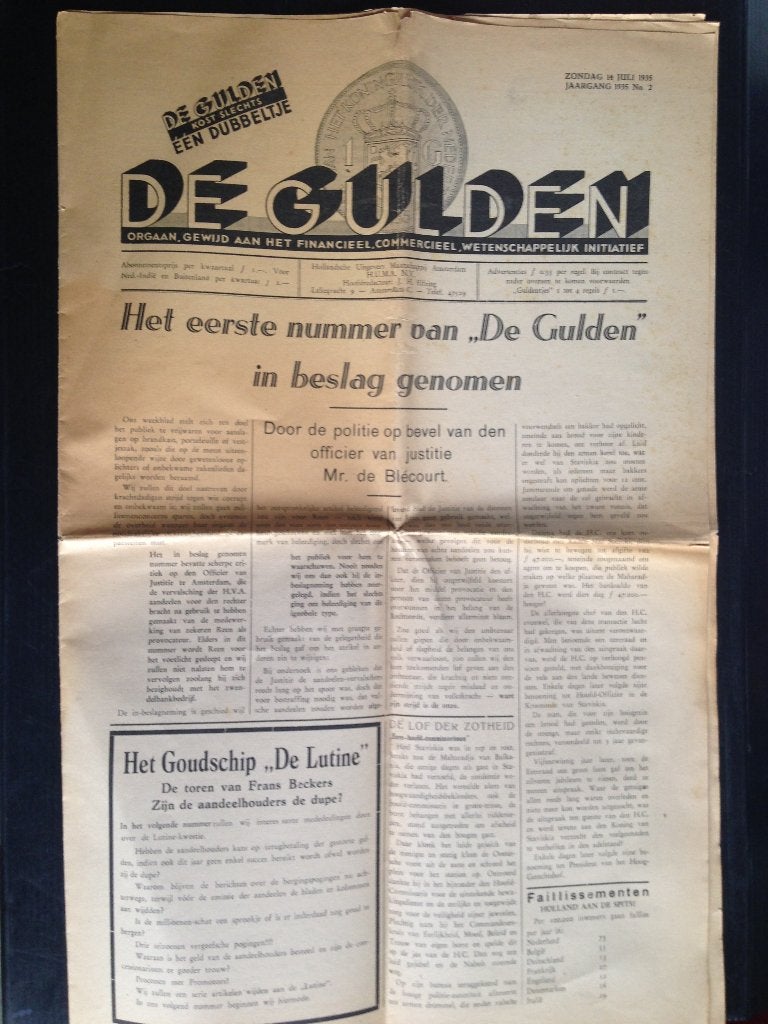Oude krant De Gulden, 1935, Ophalen of Verzenden, Gelezen, Krant