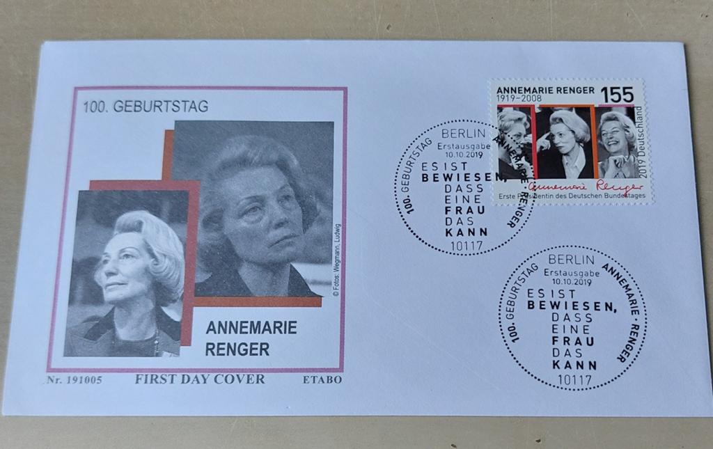 Duitse Eerste Dag Envelop Annemarie Renger 100e Geboortedag, Ophalen of Verzenden