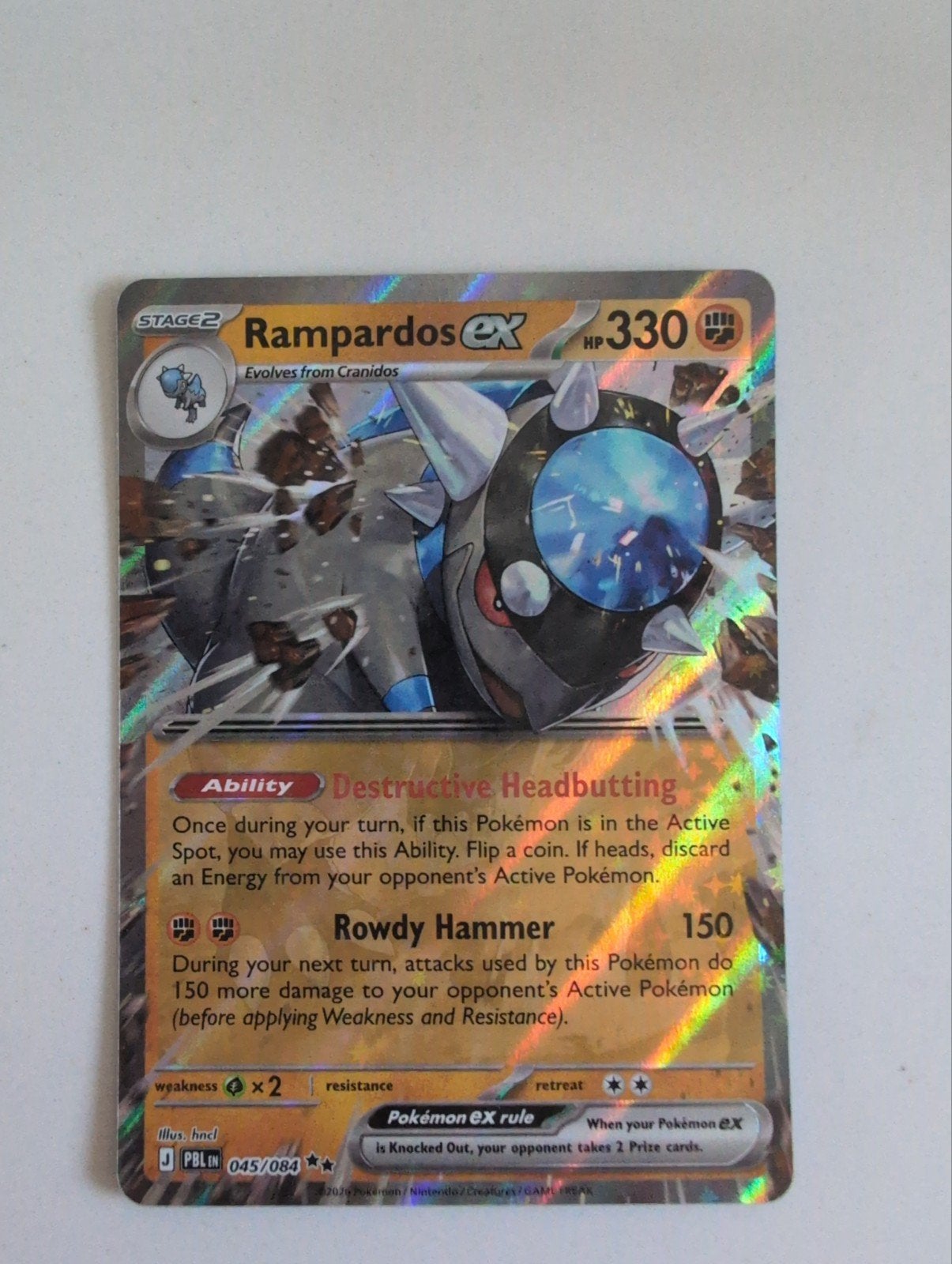 Rampardos EX 045/084 Pitch Black, Ophalen of Verzenden, Zo goed als nieuw, Losse kaart, Foil