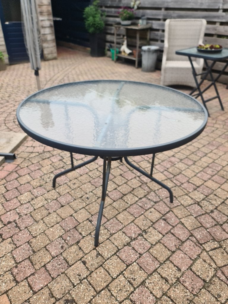 Tuintafel rond, Tuin en Terras, Tuintafels, Ophalen, Gebruikt, Rond, Metaal