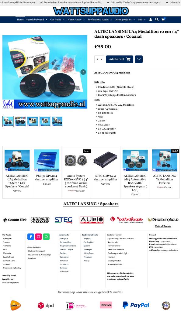 ALTEC LANSING CA4 Medallion 10 cm / 4'' speakers / Coaxial, Nieuw, Alteclansing, Ophalen of Verzenden, Support@alteclansing.com