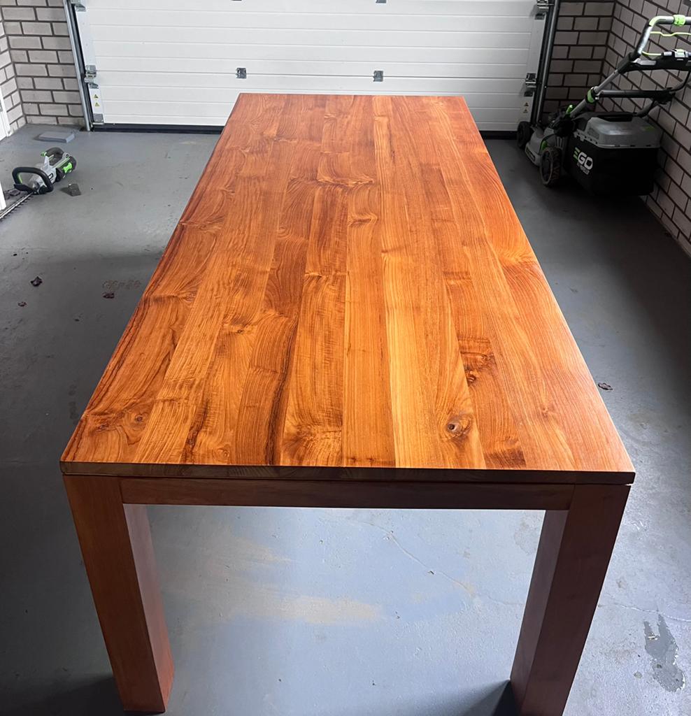 Massief teakhouten eettafel, Ophalen, Teakhout, 200 cm of meer, 50 tot 100 cm