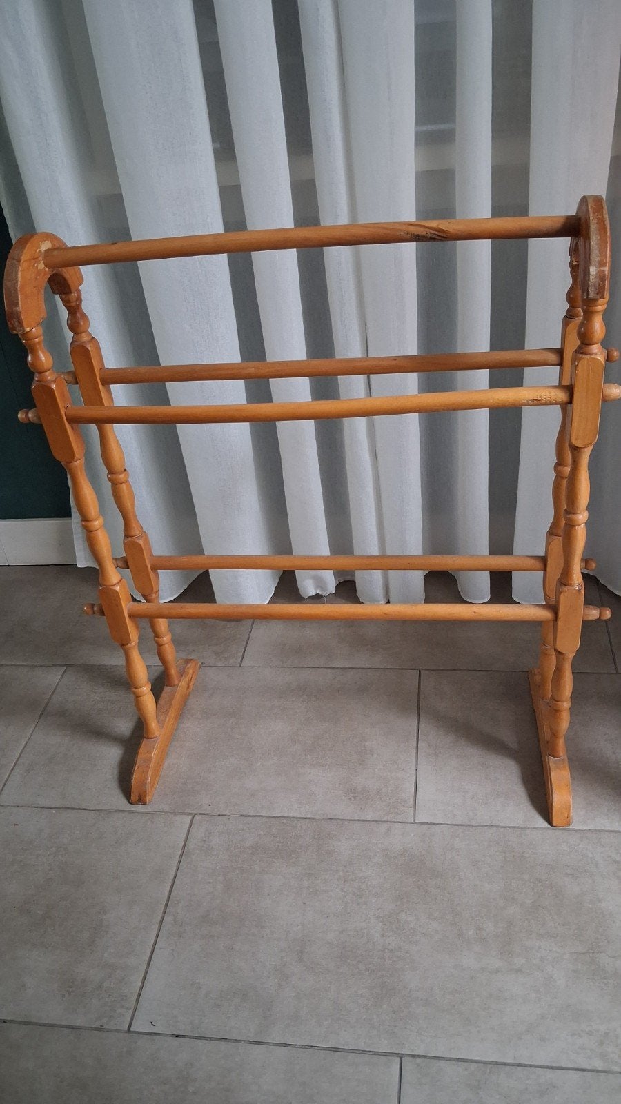 Brocante handdoekenrek van hout, Hout, Ophalen of Verzenden, Bruin, Gebruikt