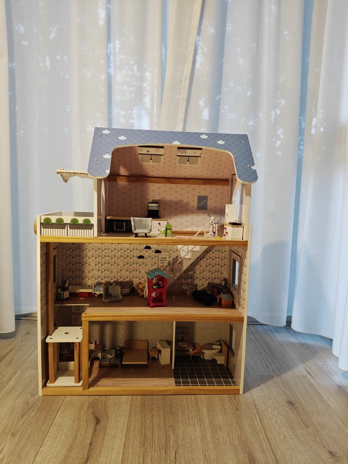 Lupilu Houten Poppenhuis XXL met Meubels en Accessoires, Ophalen of Verzenden, Poppenhuis