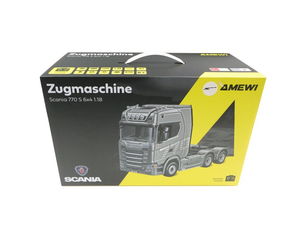 Amewi Huina Scania 770 S truck Unit 6x4 1/18 RTR silver, Elektro, Nieuw, Ophalen of Verzenden, Auto onroad