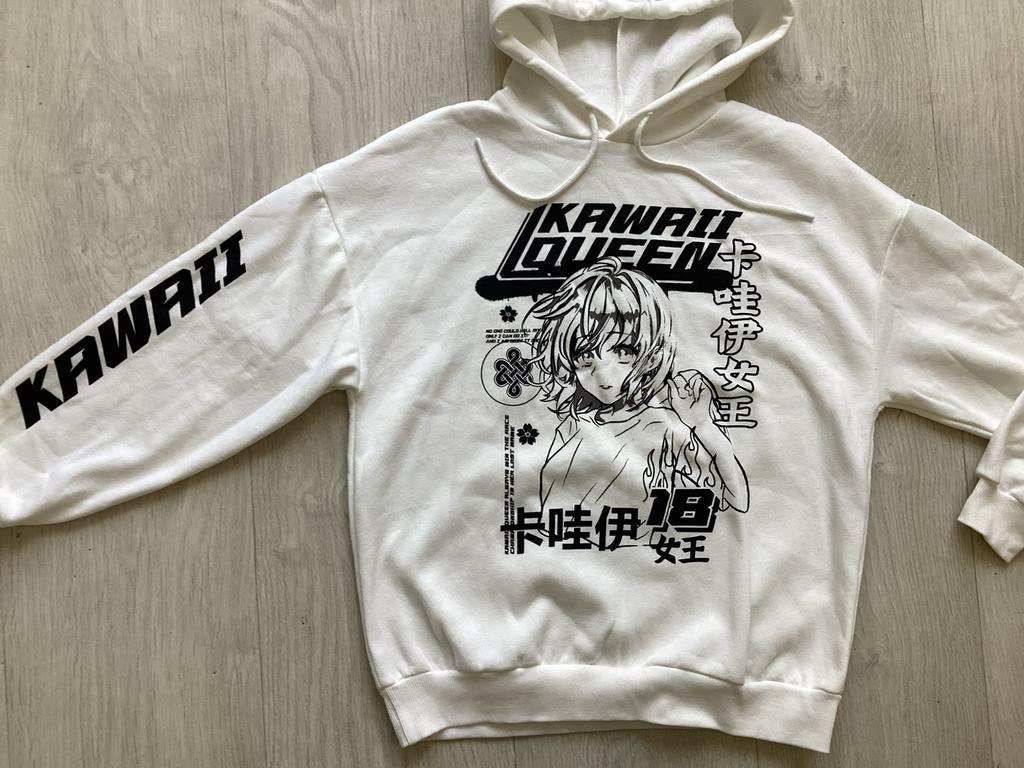 Witte Kawaii Queen Hoodie maat S met Anime Print, Wit, Nieuw, Ophalen of Verzenden, Kawaii