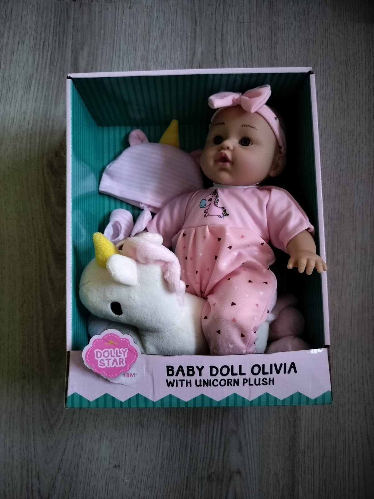 Dolly Star Baby Doll Olivia met Eenhoorn Knuffel, Kinderen en Baby's, Ophalen of Verzenden, Nieuw, Babypop