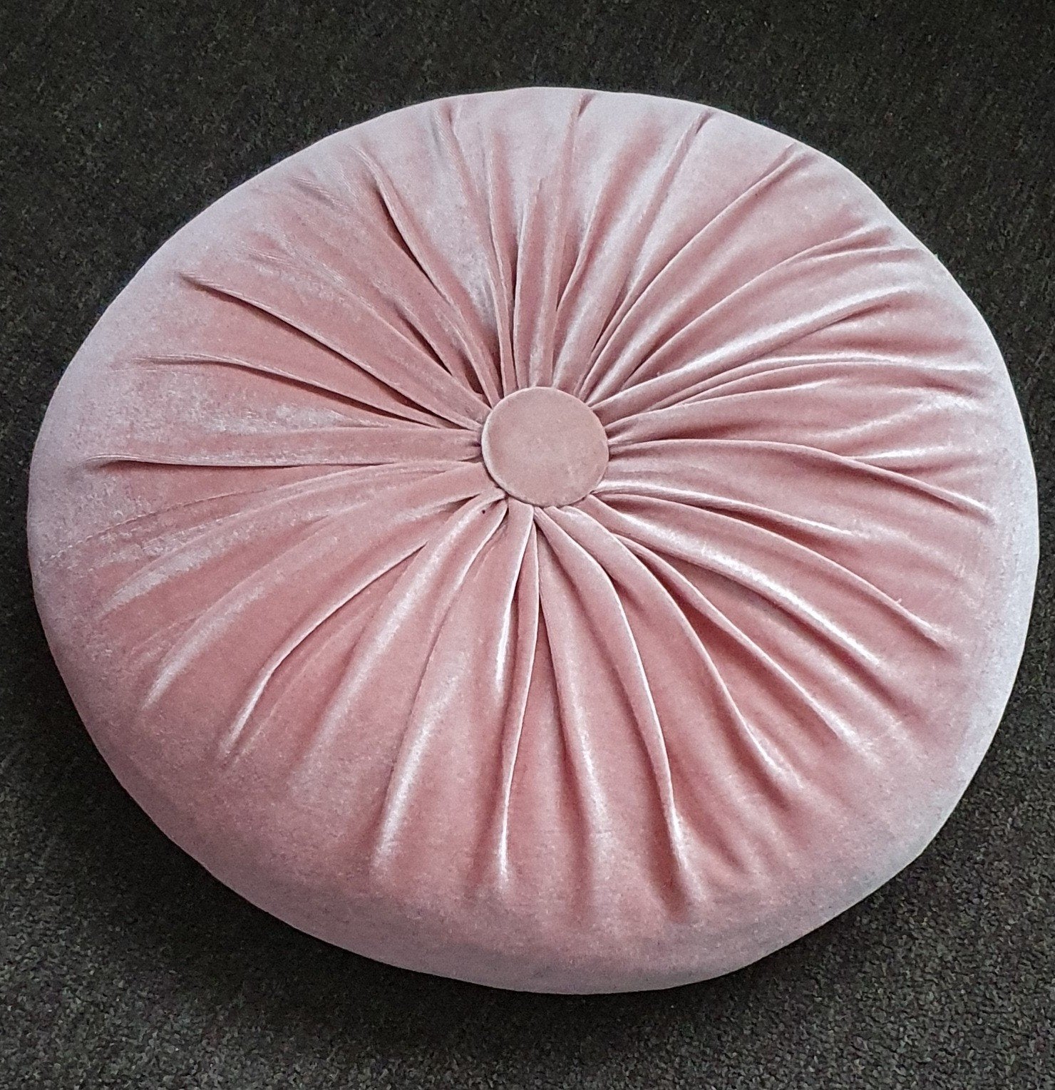 Rond roze velvet fluwelen sierkussen 45x45 cm, Rond, Ophalen of Verzenden, Zo goed als nieuw, Sierkussen