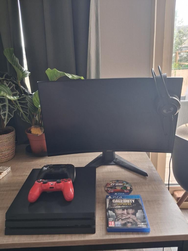 PS4 Pro (1TB) + MSI Monitor – Complete Gaming Setup, Ophalen of Verzenden, Zo goed als nieuw, Zwart, Met games