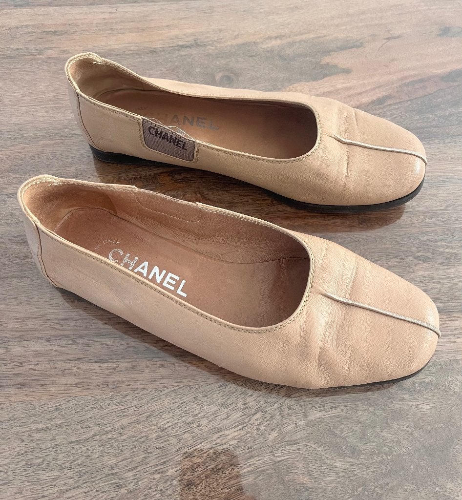 Chanel schoenen origineel!, Ophalen of Verzenden, Zo goed als nieuw, Beige, Ballerina's