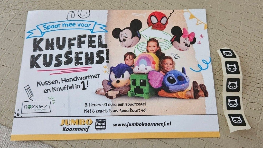 spaaractie jumbo knuffel kussen zgels spaarkaarten kadotip, Jumbo, Ophalen