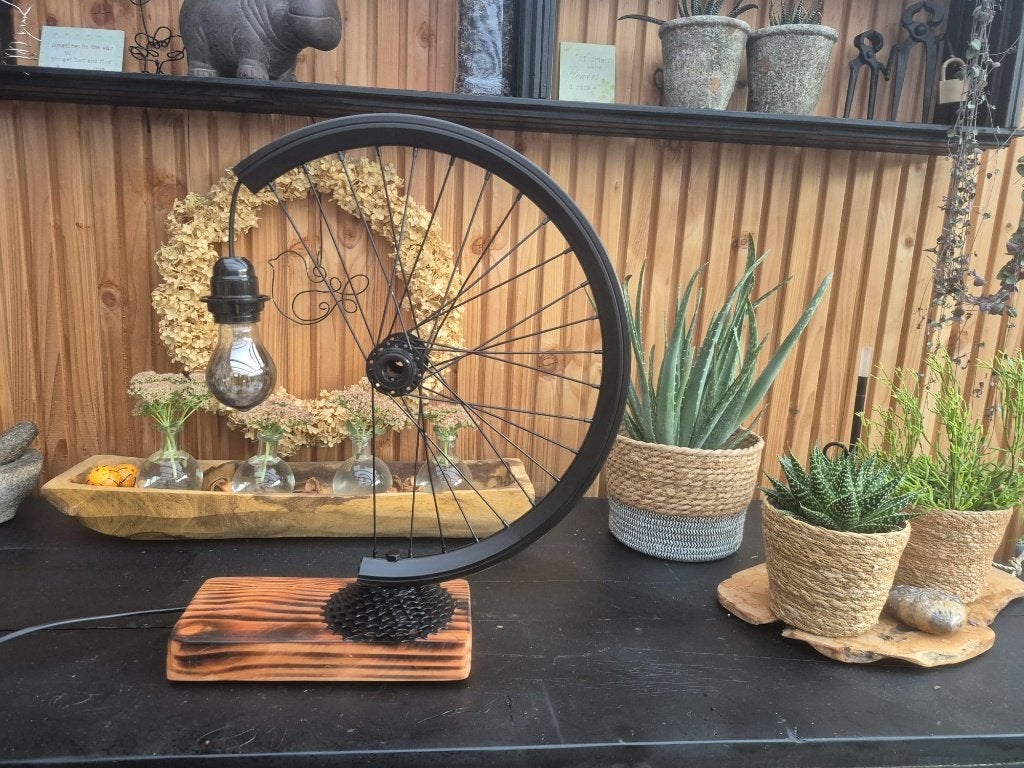 fietswiel lamp, Ophalen, Hout, E27 (groot)